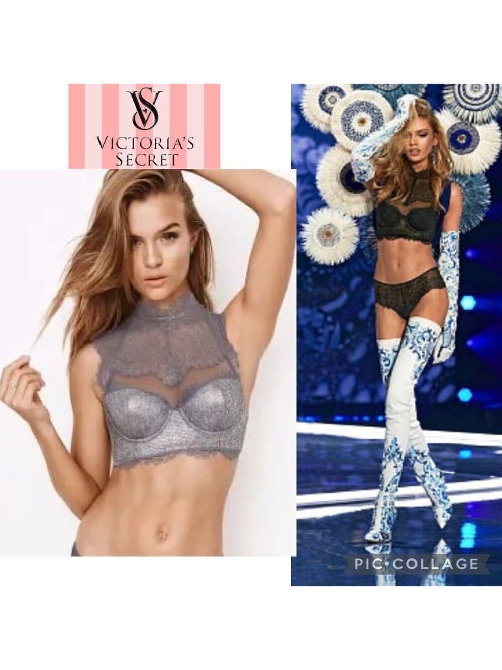 VICTORIA'S Secret Chantilly Dream Angels Shine Lace Bra silver metallic gray 34B